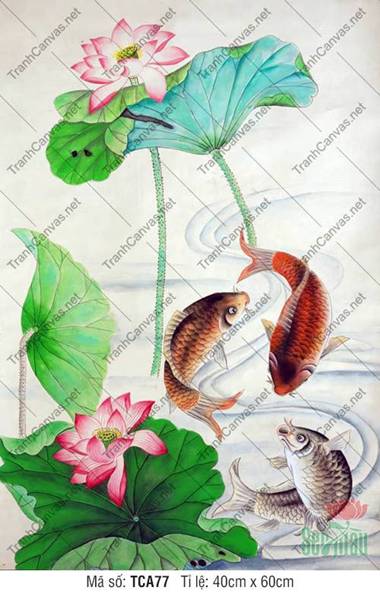 Tranh 3 Con Cá Chép TCA77, Tranh Cá Chép Đẹp Nhất