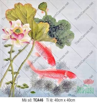 Tranh Cá Chép Đẹp TCA46, In Tranh Cá Chép