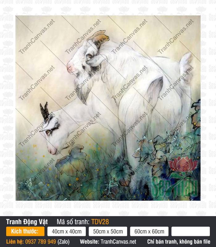 Tranh Con Dê Đẹp TDV28, Tranh Con Vật Dễ Thương, Tranh Động Vật, Tranh Canvas Treo Tường Phòng Khách