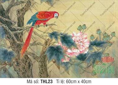 Tranh Chim Hoa THL23, Tranh Vẽ Hoa Đẹp