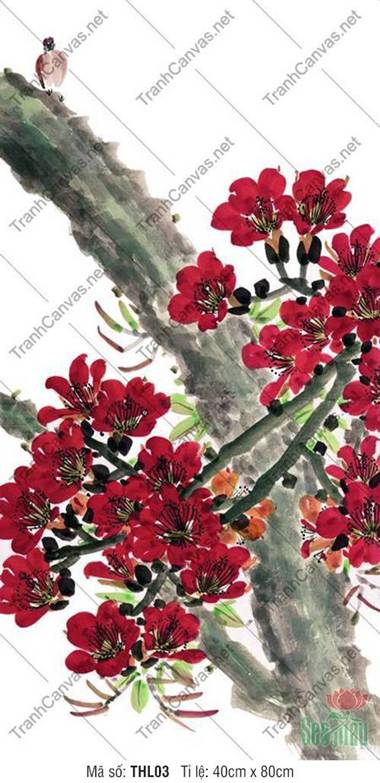 Tranh Hoa Đỏ Đẹp THL03, Tranh Treo Tường
