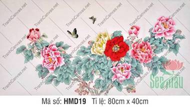 Hình Vẽ Hoa Mẫu Đơn Đẹp HMD19, Tranh in Hoa Mẫu Đơn