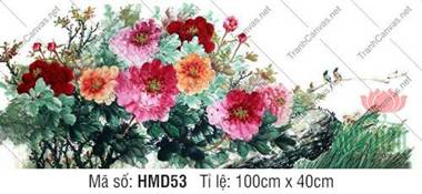 Tranh Hoa Mẫu Đơn Đẹp HMD53, Bức Tranh Hoa Mẫu Đơn