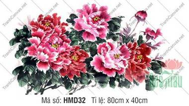 Tranh Hoa Mẫu Đơn Phòng Khách HMD32, Hình Hoa Mẫu Đơn May Mắn