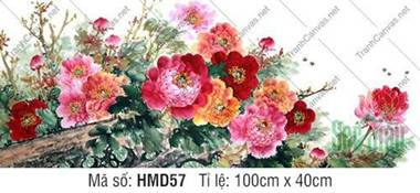 Tranh Hoa Mẫu Đơn Phòng Khách HMD57, Tranh Hoa Mẫu Đơn Phong Thủy