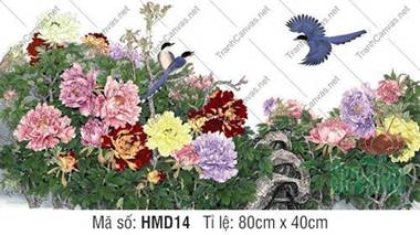 Tranh Vẽ Hoa Mẫu Đơn Đẹp HMD14, Tranh Hoa Mẫu Đơn