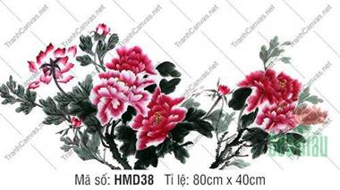 Tranh Vẽ Hoa Mẫu Đơn HMD38, Tranh in Hoa Mẫu Đơn