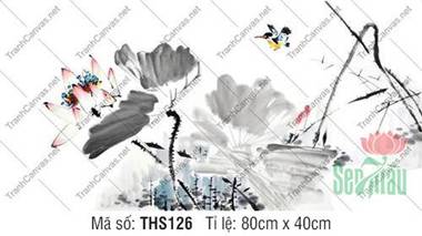 Bức Tranh Hoa Sen THS126, Tranh Hoa Sen Nghệ Thuật