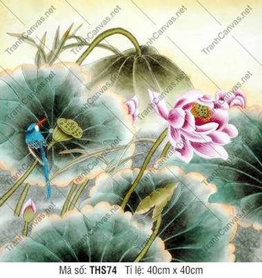 Hình Hoa Sen THS74, Tranh Hoa Sen Treo Phòng Khách