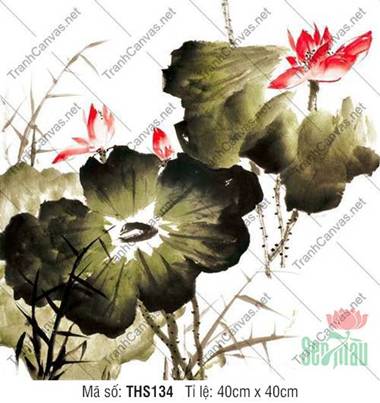 Mẫu Tranh Hoa Sen Đẹp THS134, Tranh Hoa Sen Canvas