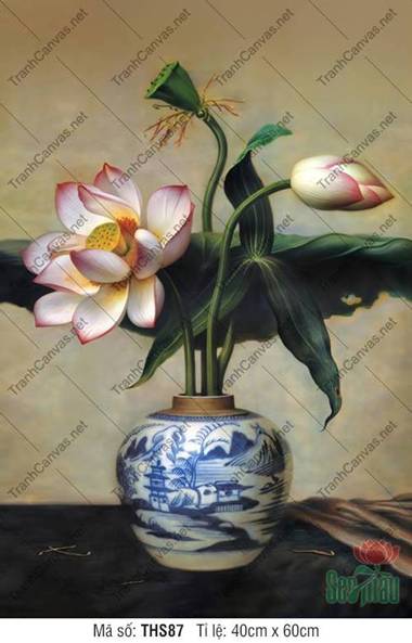 Tranh Bình Hoa Sen THS87, Hình Hoa Sen Trang Trí