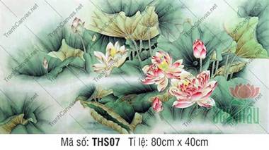 Tranh Hoa Sen Canvas THS07, Tranh Hoa Sen Khổ Lớn
