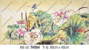 Tranh Hoa Sen Đẹp THS04, Tranh Hoa Sen Phòng Khách