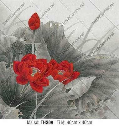 Tranh Hoa Sen Đỏ THS09, Tranh Hoa Sen Nghệ Thuật