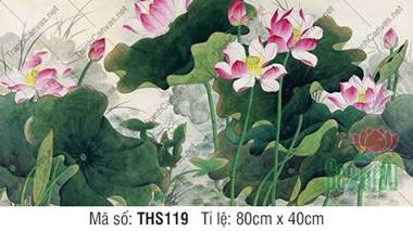 Tranh Hoa Sen Phòng Khách THS119, Hình Hoa Sen Đẹp