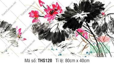 Tranh Hoa Sen Thủy Mặc THS120, Hoa Sen Nghệ Thuật