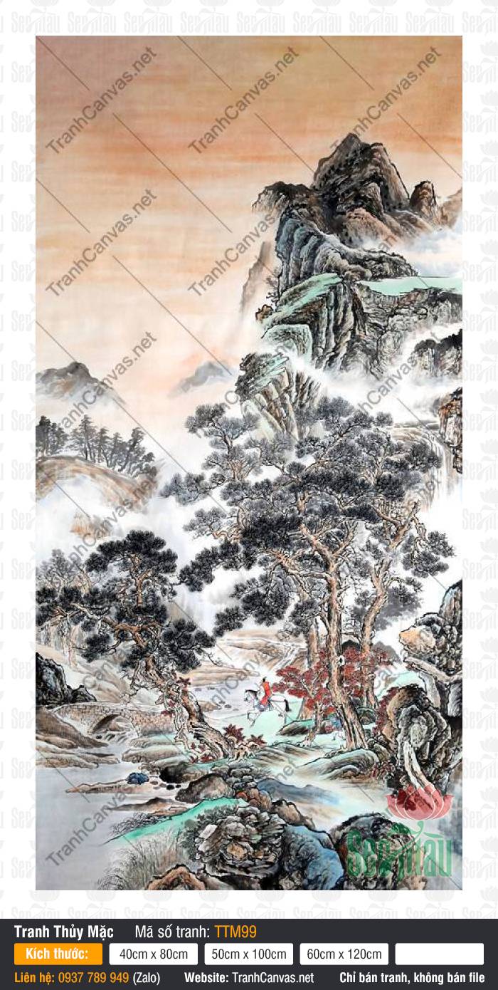 Tranh Thủy Mặc Phong Cảnh TTM99, Tranh Thủy Mặc, In Tranh Canvas