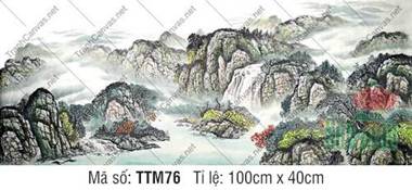 Tranh Phong Thủy Treo Phòng Khách Đẹp TTM76, Tranh Thủy Mặc Khổ Lớn