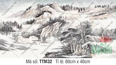 Tranh Thủy Mặc Đẹp TTM32, Tranh Thủy Mặc Treo Tường