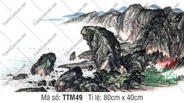 Tranh Thủy Mặc Đơn Giản TTM49, Tranh Thủy Mặc Núi