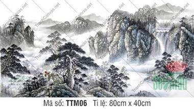 Tranh Thủy Mặc Núi TTM06, Tranh Thủy Mặc Đẹp Nhất