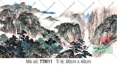Tranh Thủy Mặc Treo Phòng Khách TTM11, Tranh Thủy Mặc Núi Non
