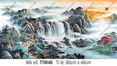 Tranh Thuỷ Mặc Treo Phòng Khách TTM40, Tranh Thủy Mặc Đẹp Nhất