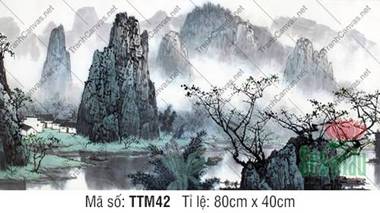 Tranh Thủy Mặc Treo Tường TTM42, Tranh Thủy Mặc Núi