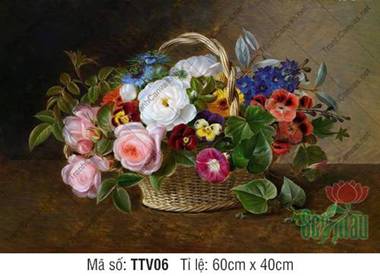 Tranh Tĩnh Vật Hoa Đẹp TTV06, Tranh In Tĩnh Vật