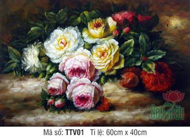 Tranh Tĩnh Vật Hoa Hồng TTV01, Tranh Tĩnh Vật Đẹp